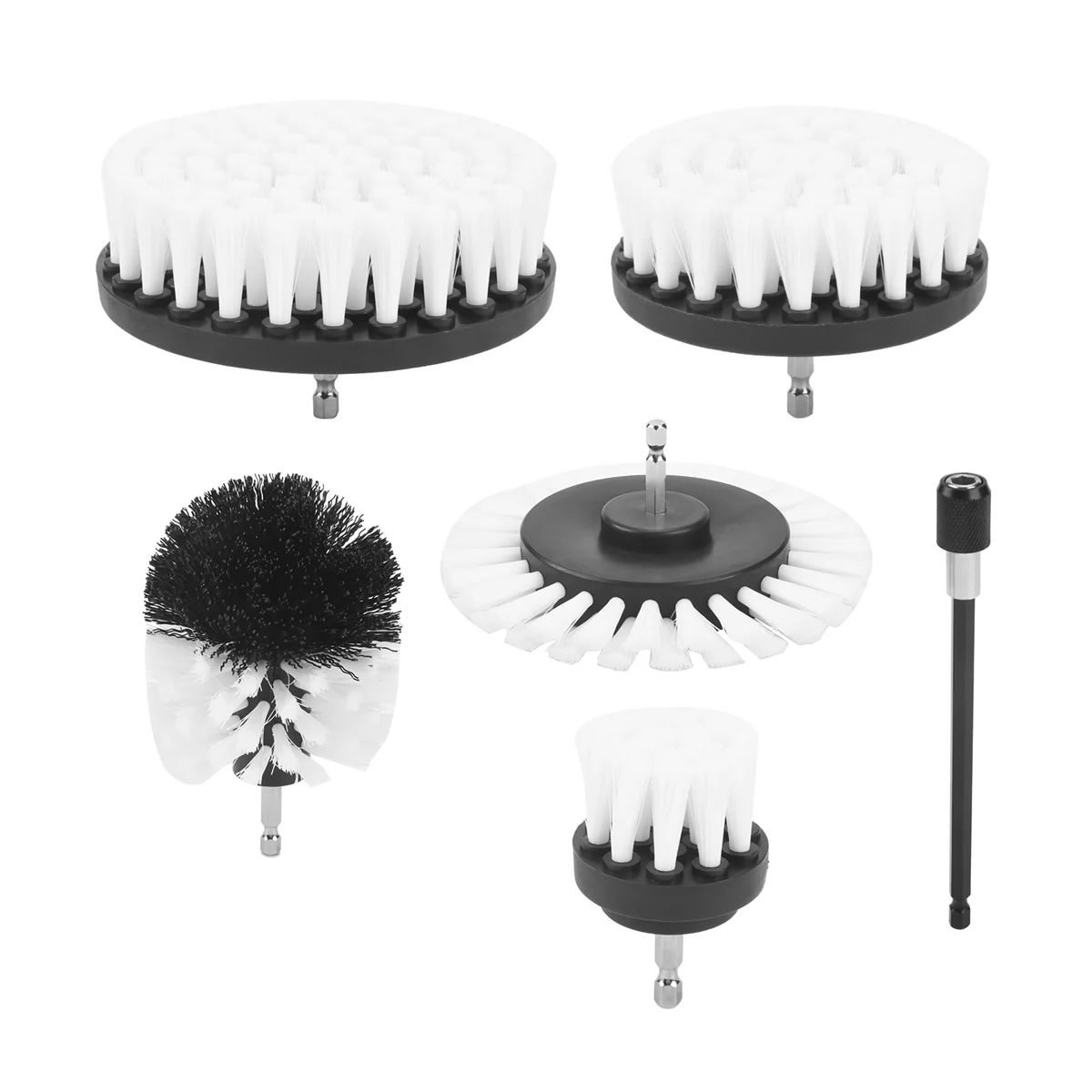 6 Pieces Drill Cleaning Brush, Brush for Drill Car Tile Carpet Bathtub Kitchen Toilet White Electric Rotary Drill Brush