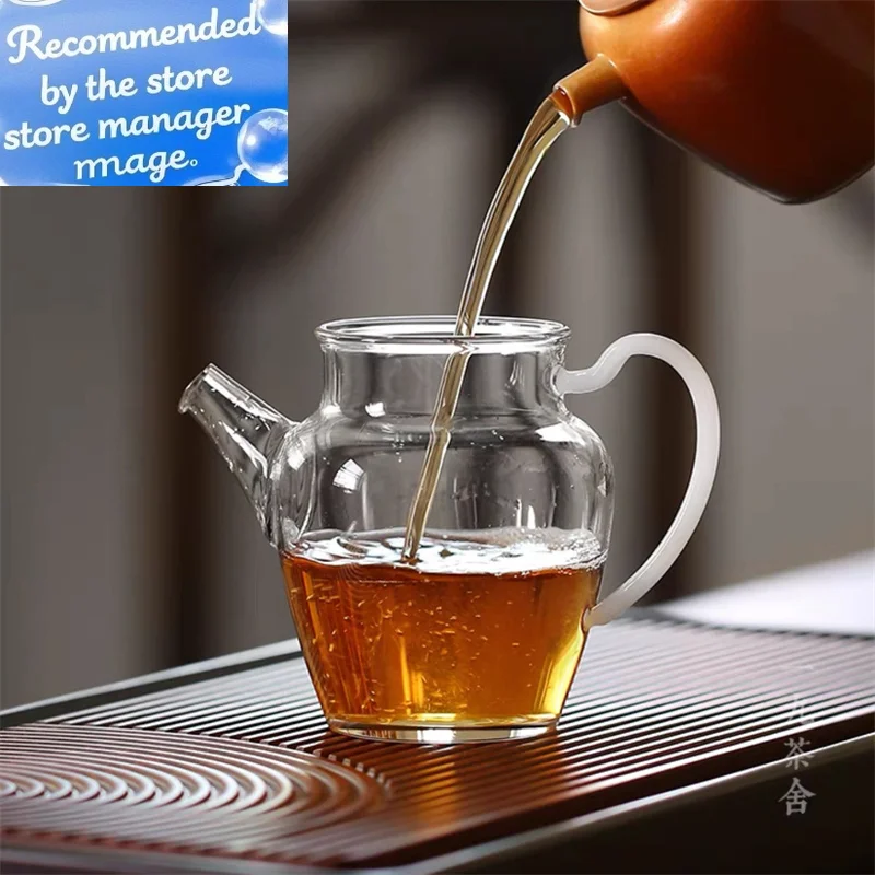

280ml High Borosilicate Small Glass Teapot with Imitation White Jade Handle Heat Resistance Flower Tea Pitcher Kung Fu Tea Set
