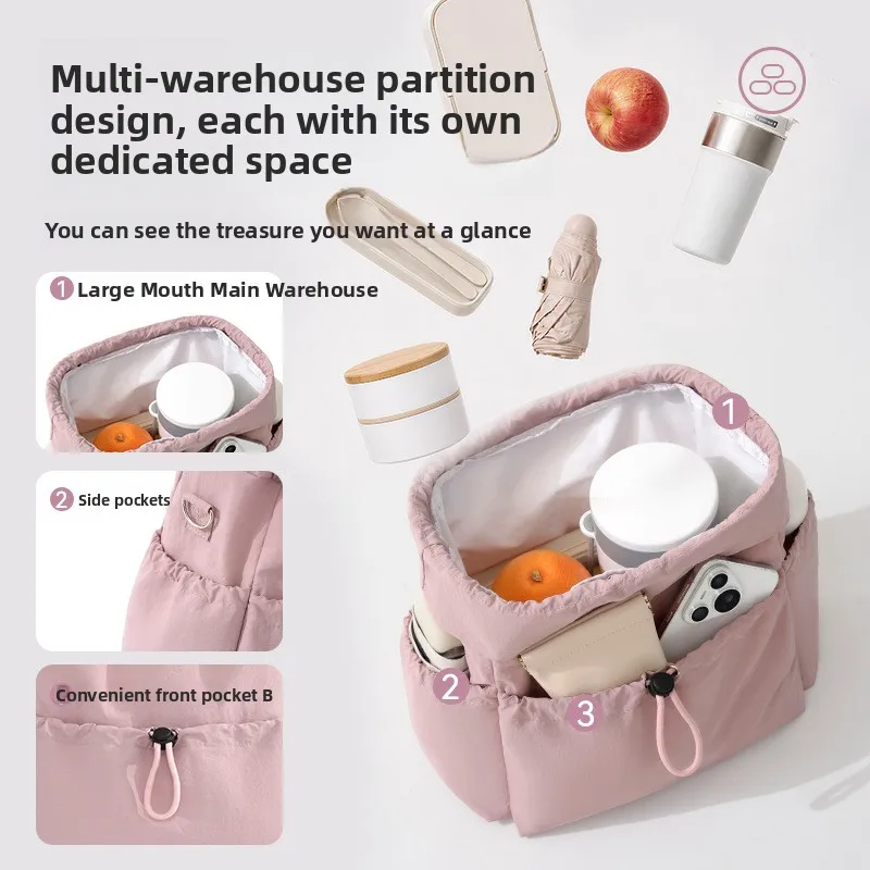 Drawstring Portable Lunch Box Bag High-Value Fashionable Outdoor Casual Handbag Large Capacity Picnic Camping Insulated Bag