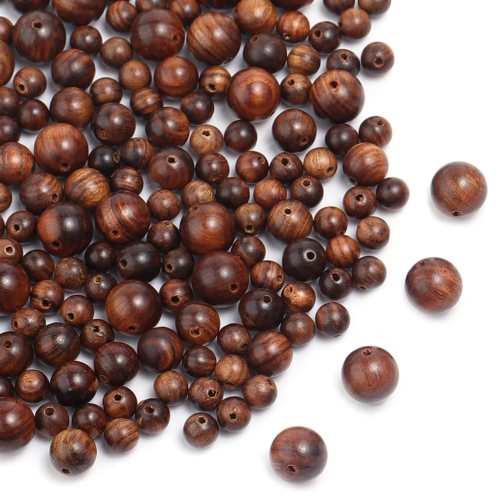 30-100pcs 6/8/10mm Natural Wooden Bead Black Rosewood Round Spacer Beads for DIY Jewelry Making Bracelet Necklace Accessories