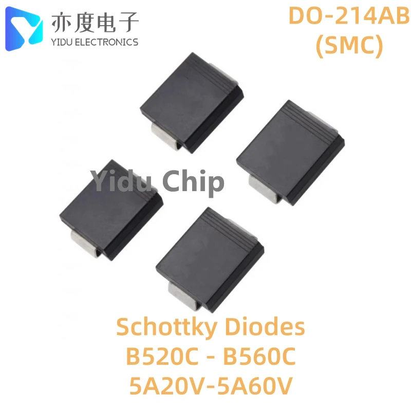 50pcs/lot Schottky Diodes SMC B520C-13-F B530C-13-F B540C-13-F B550C-13-F B560C-13-F DO-214AB B540C 5A 40V