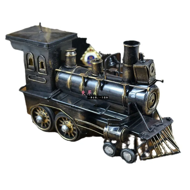 

Pure handmade steam locomotive model, retro bar classic creative ornament, shooting props/home decoration