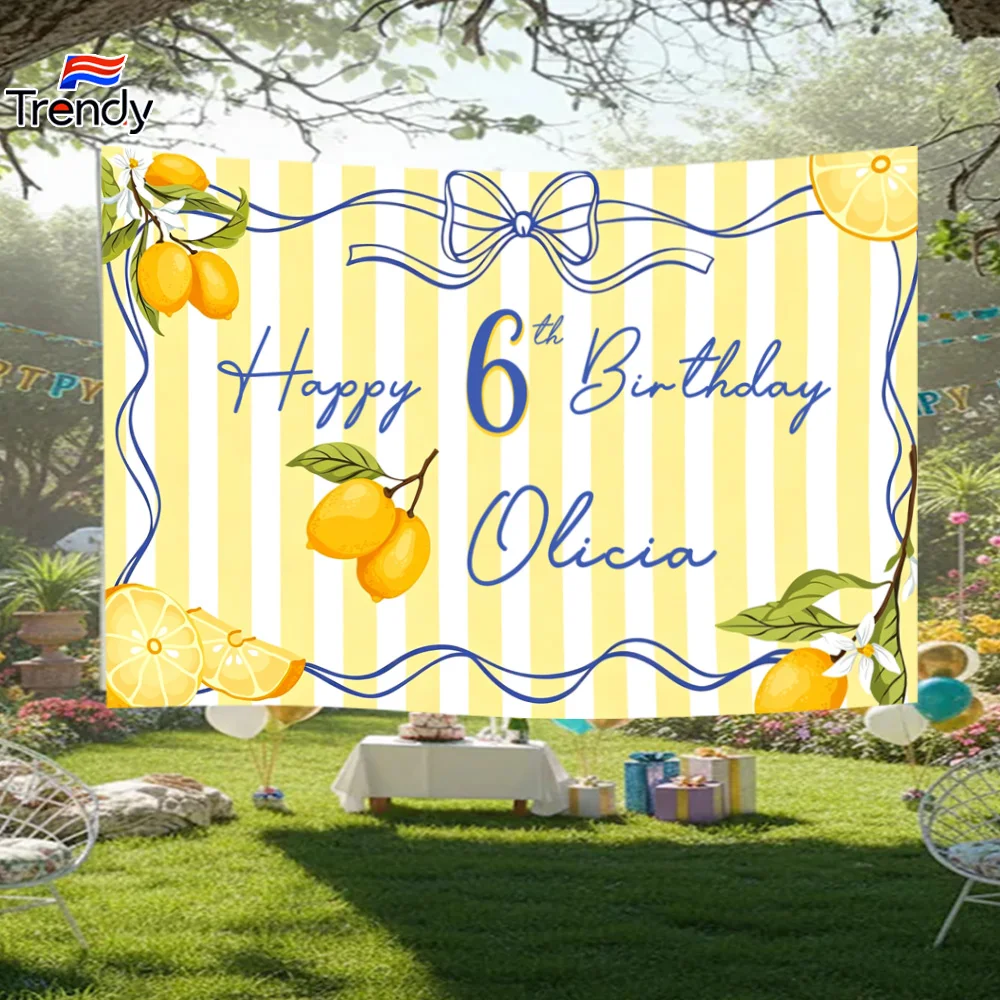 La Dolce Vita Birthday Banner Custom Name Girl Personalized Lemon Birthday Backdrop Gift Decoration Sweet Party Background 10th