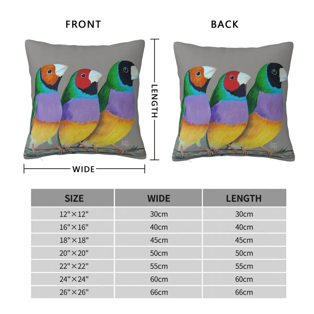 Gouldian Finches Square Pillowcase Polyester Linen Velvet Pattern Zip Decorative Throw Pillow Case Room Cushion Cover