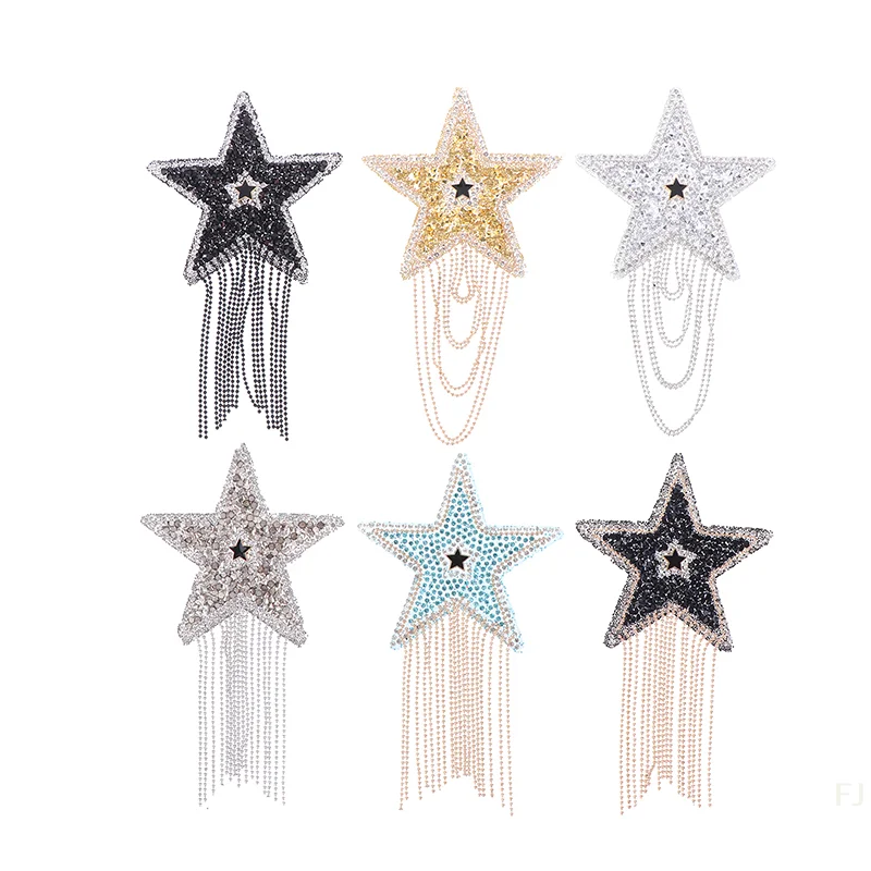 

[YU]Stylish Crystal Rhinestone Star Tasse Iron On Patches Applique For Clothing Shoe Bag Sticker Jewelry Accessories