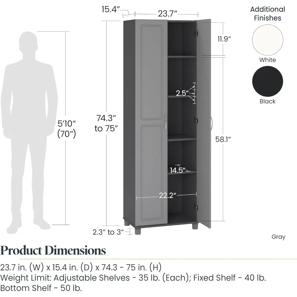 Shinall-Armoire blanche, 24 pouces