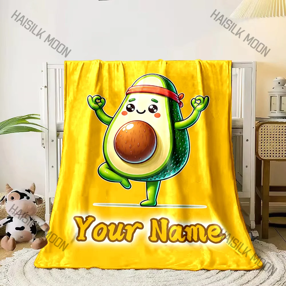Custom Name Personalized Blanket Love Avocado Print Adult Children Warm Blankets and Comfortable Blanket Holiday Girl Gifts #3