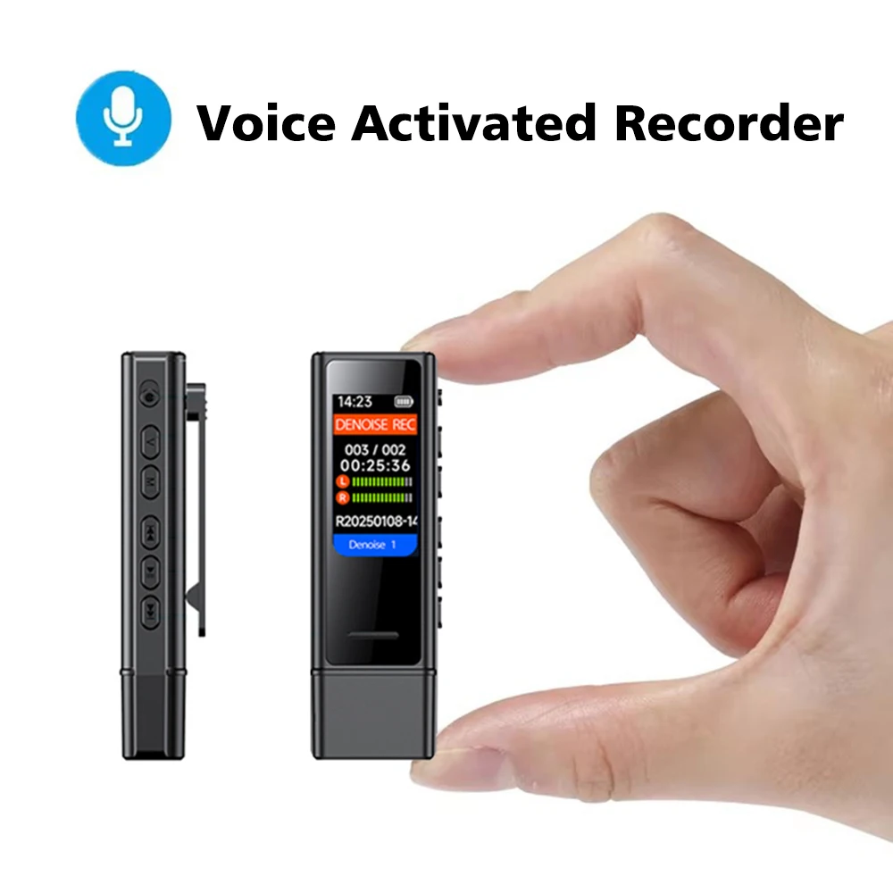 

Mini Pocket Voice Activated Recorder with Back Clip MP3 Music Player Professional Noise Cancellation Digital Audio Record Device
