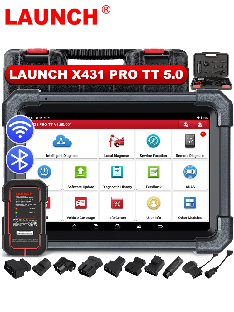LAUNCH X431 Pro TT 双方向スキャナー(DBSCar VII コネクター付き)、38+リセット機能、フルシステム、CAN FD & DOIP FCA AutoAuth、VAGガイド