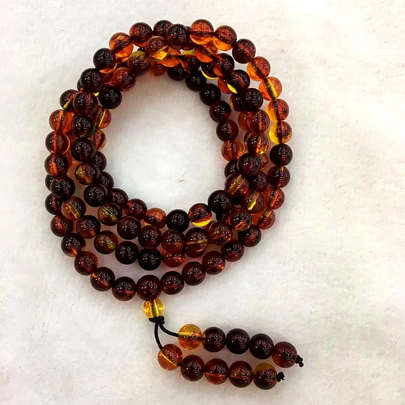 

Сертификат 8/10 мм, натуральный Мексиканский красный, коричневый, янтарь, пчелиный воск, 108 ожерелье из бисера, Исцеление Рейки