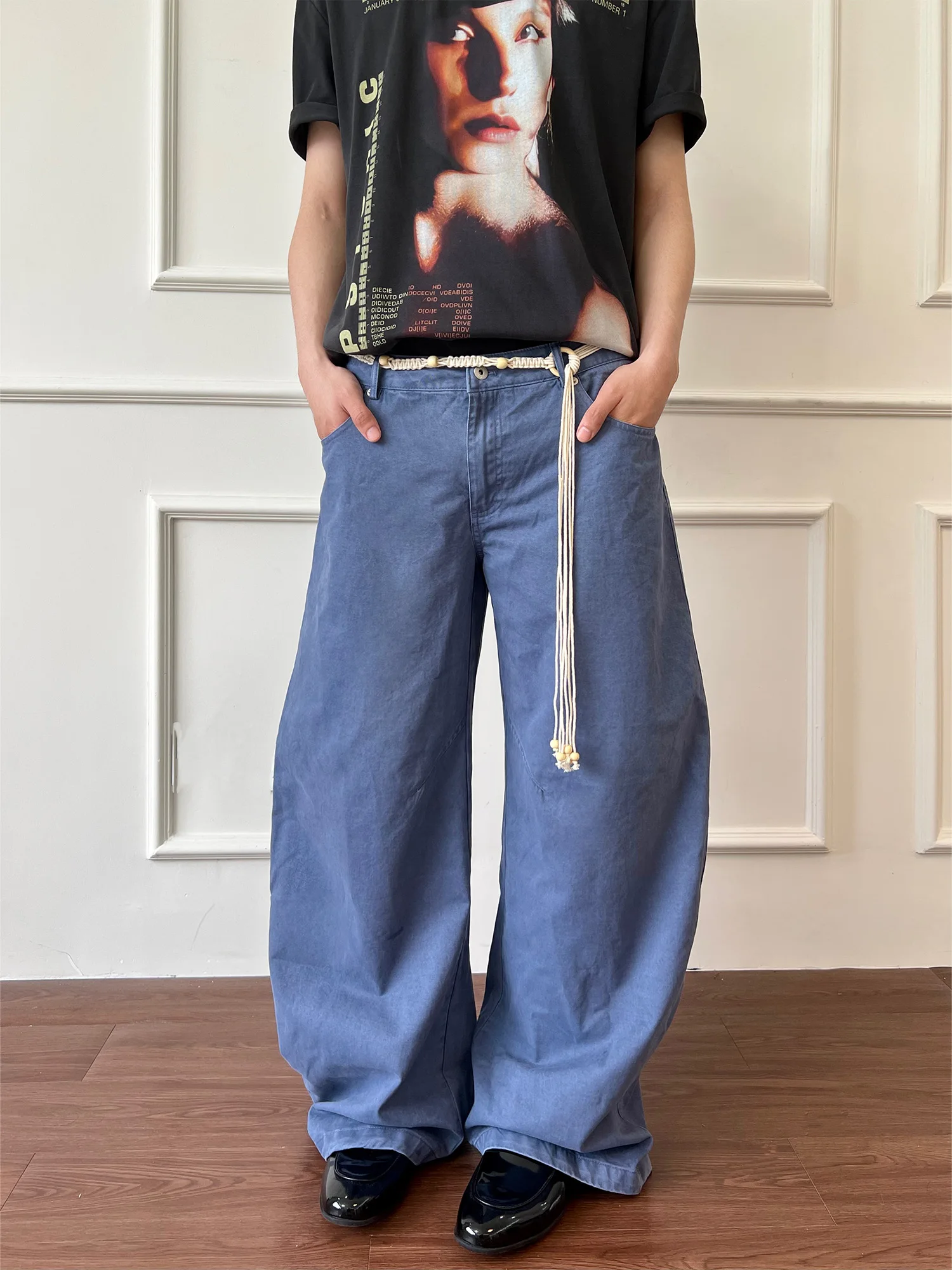 

No7Yan Casual Waed Vintage Workwear Pants Loose Fit Straight Leg Cotton Jeans for Men And Women Youthful Summer Faion