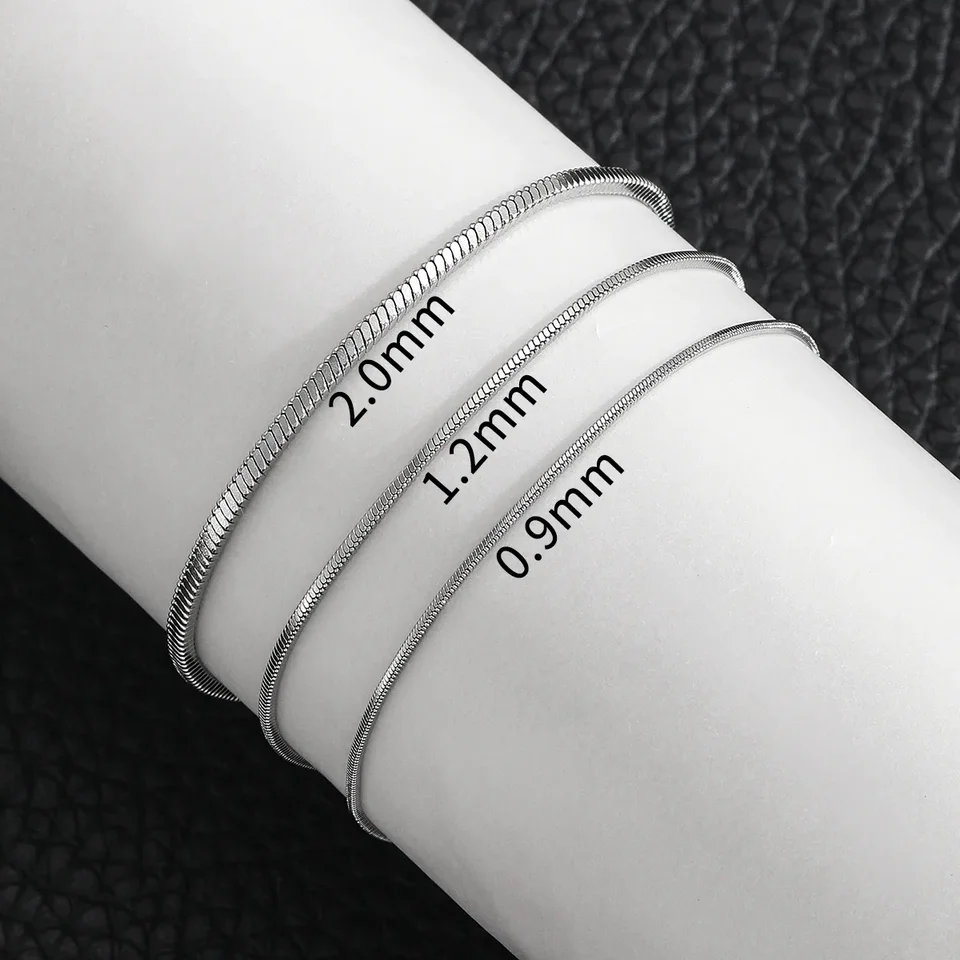 ALIZERO 925 Sterling Silver 3mm Snake Chain Bracelet For Men Women