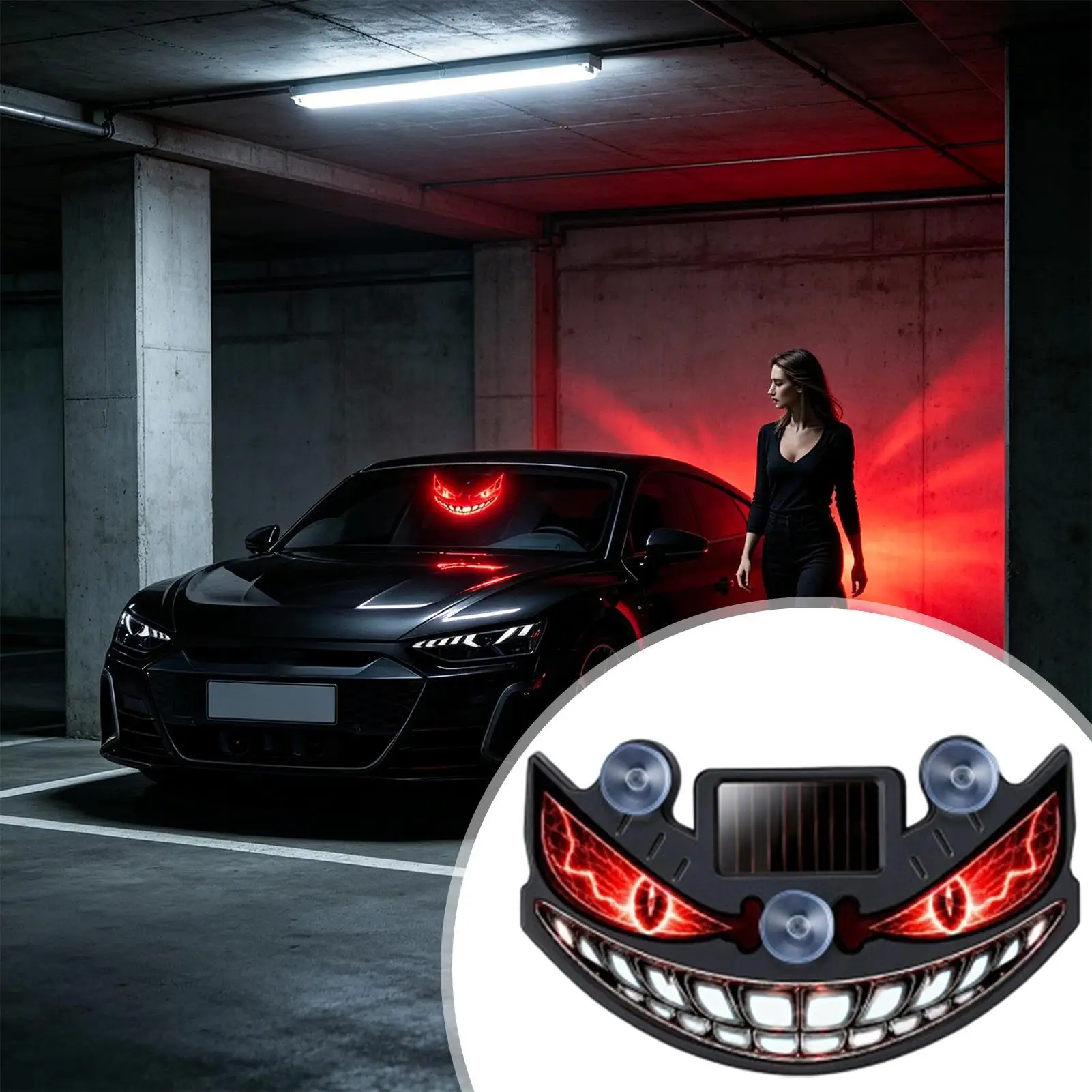 Window Light For Car Solar LED Wireless Rechargeable Windshield Signal Lamp Animated Car Window Light For SUV Sedan Automotive