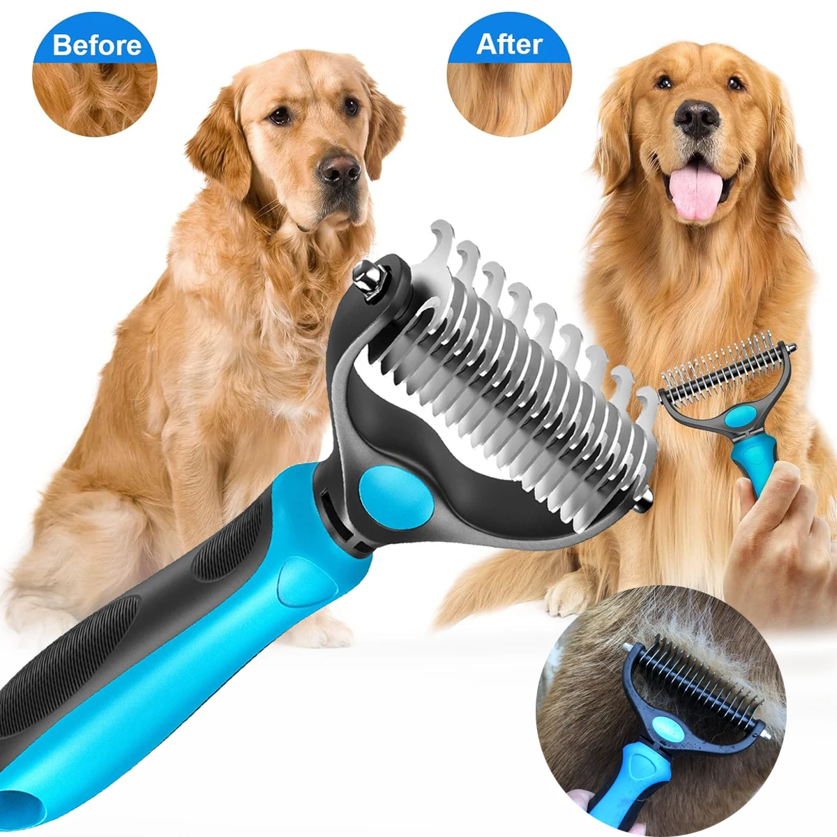 Professional Pet Deshedding Brush Dog Hair Remover Pet Fur Knot Cutter Puppy Cat Comb Brushes Dogs Grooming Shedding Supplies