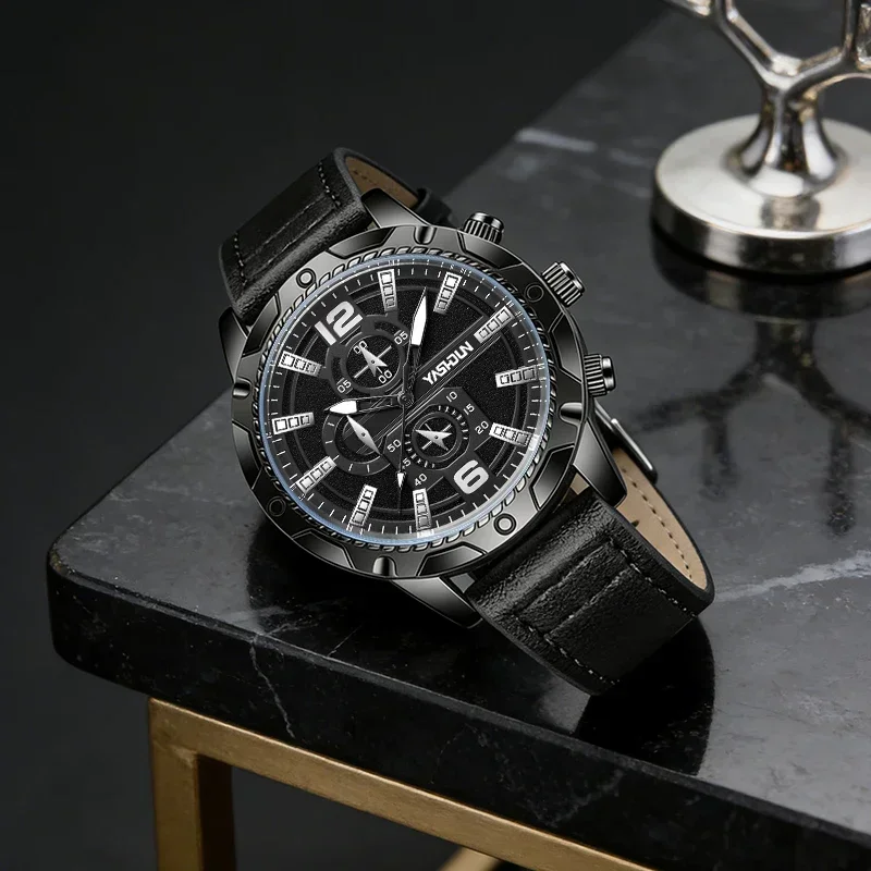 Montres Hommes New Selling Mens Watches Leather Strap Quartz Wristwatch Waterproof Mens Watches Sports Clock Male Relogios