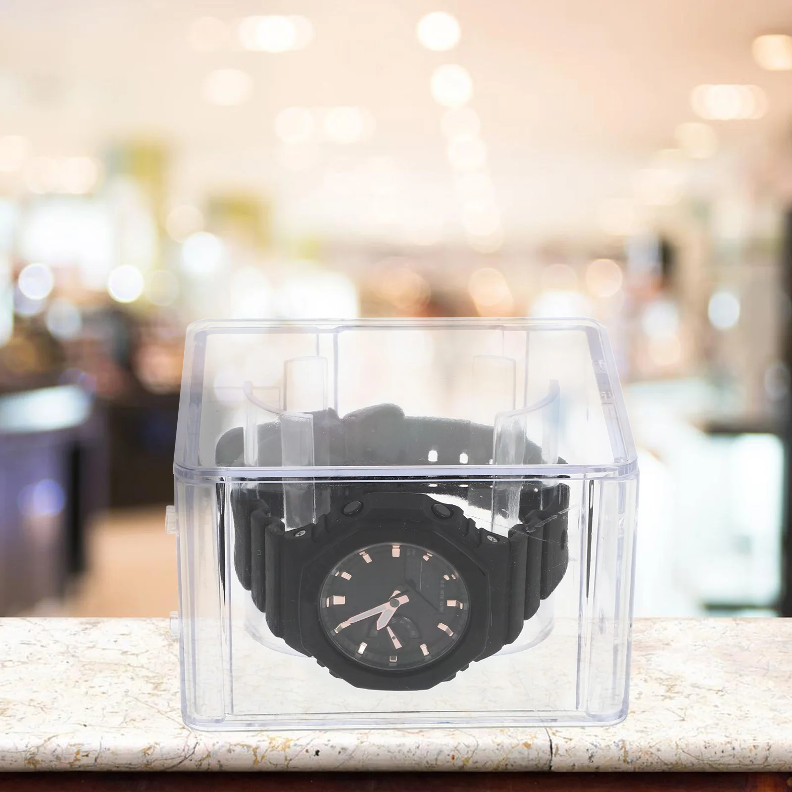 

6Pcs Watch Display Case Transparent Plastic Box Elegant Texture Resistant to Falling and Abrasion Storage Watch Case