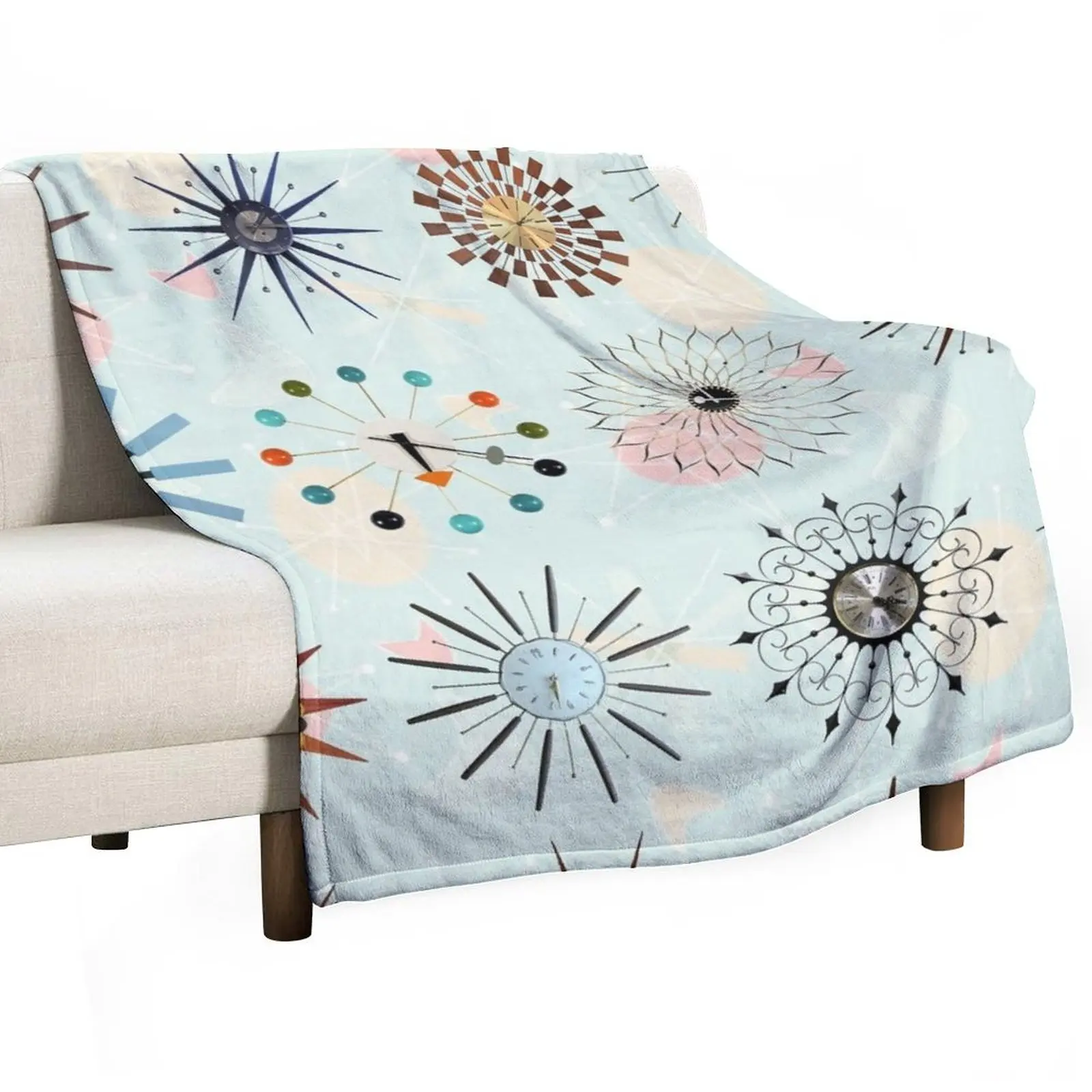 Atomic Starburst Clocks Throw Blanket For Sofa Thin Soft Plush Plaid Soft Beds halloween Baby Plaid on the sofa Blankets