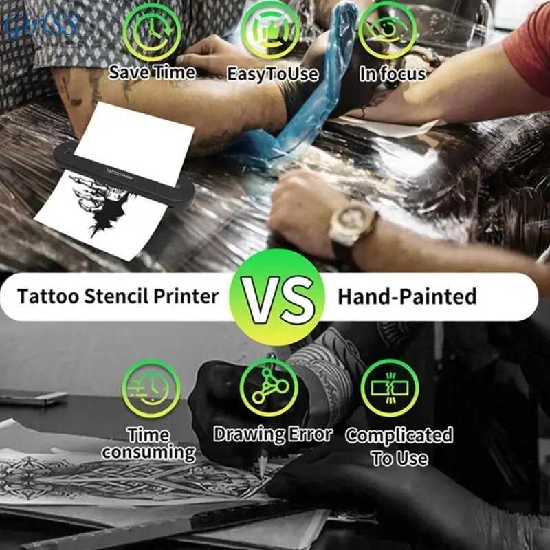 Professional Bluetooth-compatible Tattooed Transfer Printer Rechargeable Battery For Wireless Pattern Printing T4MB
