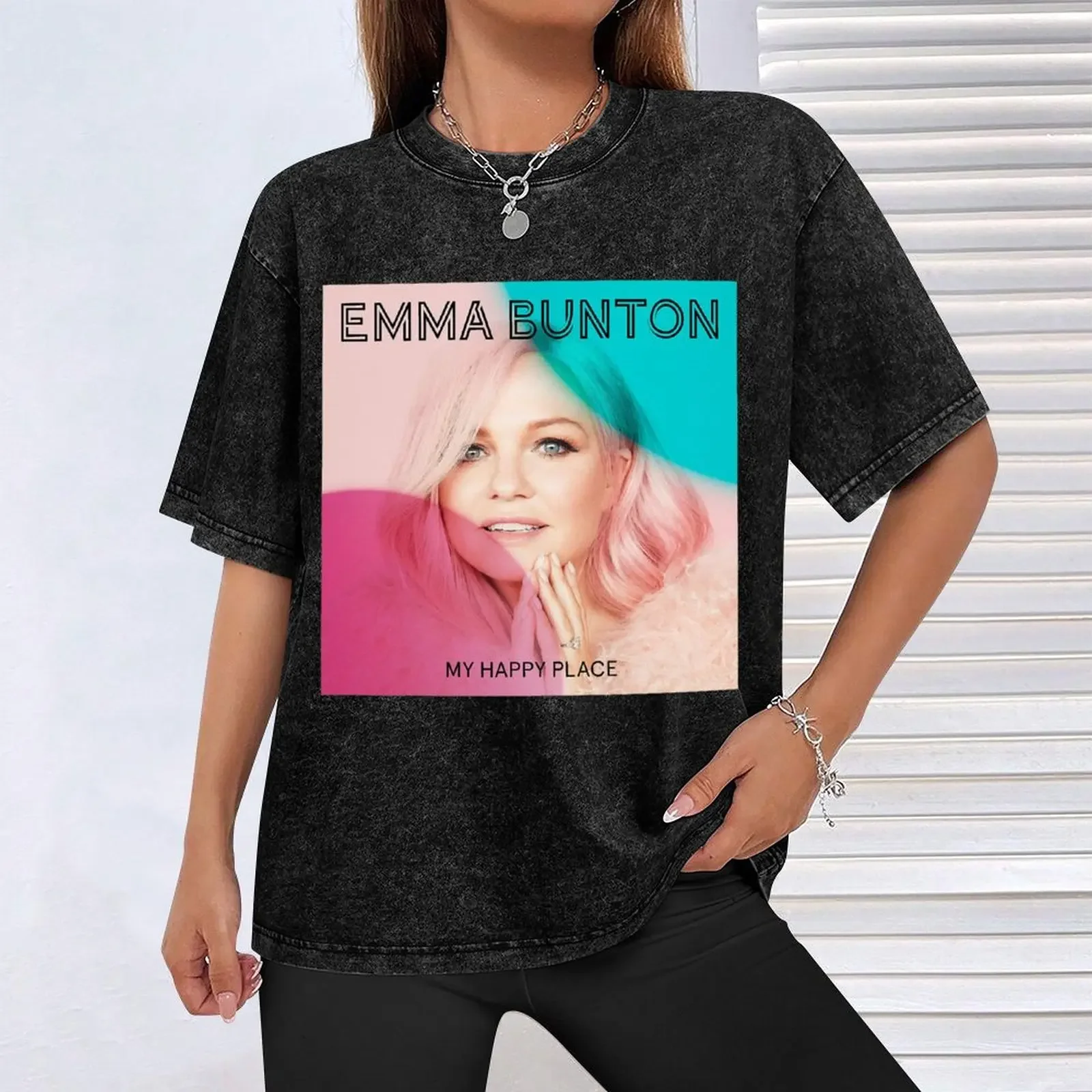 تي شيرت إيما بونتون ماي هابي بليس تي شيرت قطني تي شيرت رجالي تي شيرت كاجوال للرجال