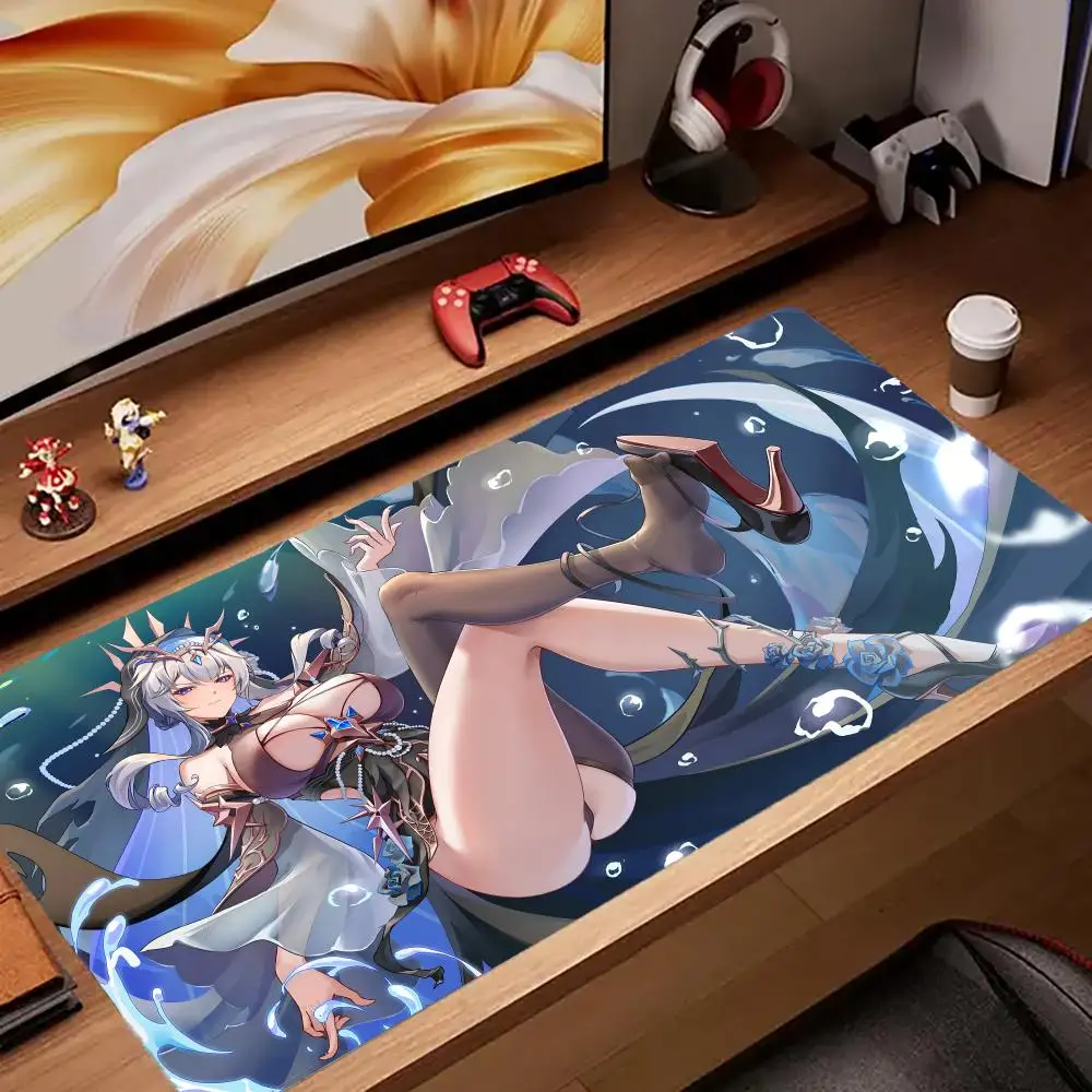 

Tower Of Fantasy Mouse Pad Tapetes de Mesa Teclado, Borracha Kawai, Tapete de Mesa Antiderrapante, XXL90x40cm