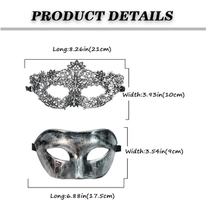 2 قطعة حفلات تنكرية قناع الكرة الأزواج البلاستيك الدانتيل حزب الكرة البندقية كرنفال هالوين قناع للرجال والنساء أفضل 8 تأثيري هوك امرأة مبيعا - No3