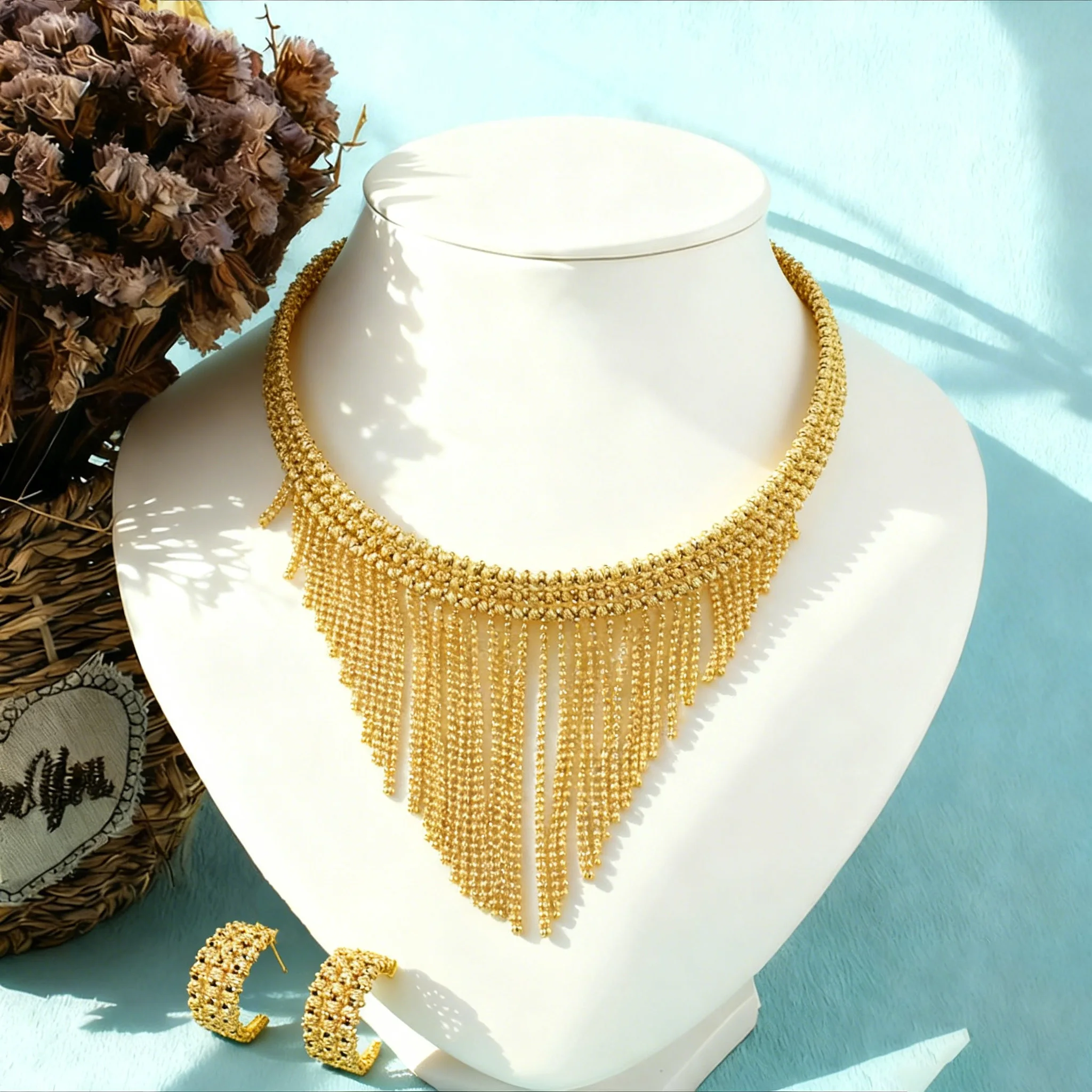 

Dubai Luxury Big 4 Piece Set Jewelry Women's Necklace Ring Earrings Bracelet Bridal Party Wedding Saudi Arabia Jewelry