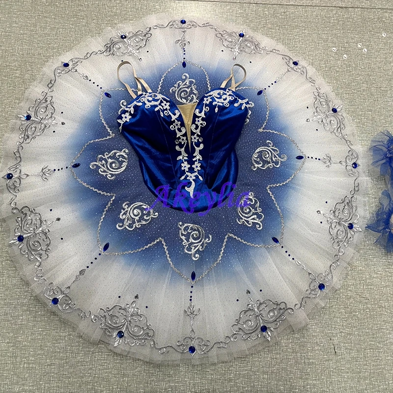 

Gradient Blue pre-professional ballet tutu Group dance performance costume blue bird pancake ballet tutu stage dance BLST20108