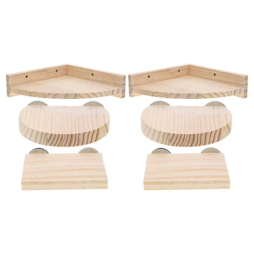 

6pcs Wooden Platform Perch Stand For Hamster Rat Squirrel Chinchilla Pet Climbing Jumping Board Durable Habitat Decoration
