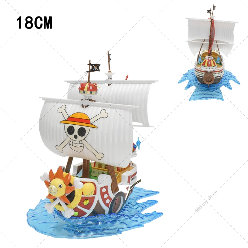 10 Style Anime One Piece Going Merry Thousand Sunny Pirate Boat Assembly Model Figure Collectible Toy Gift for Kids 14-18cm