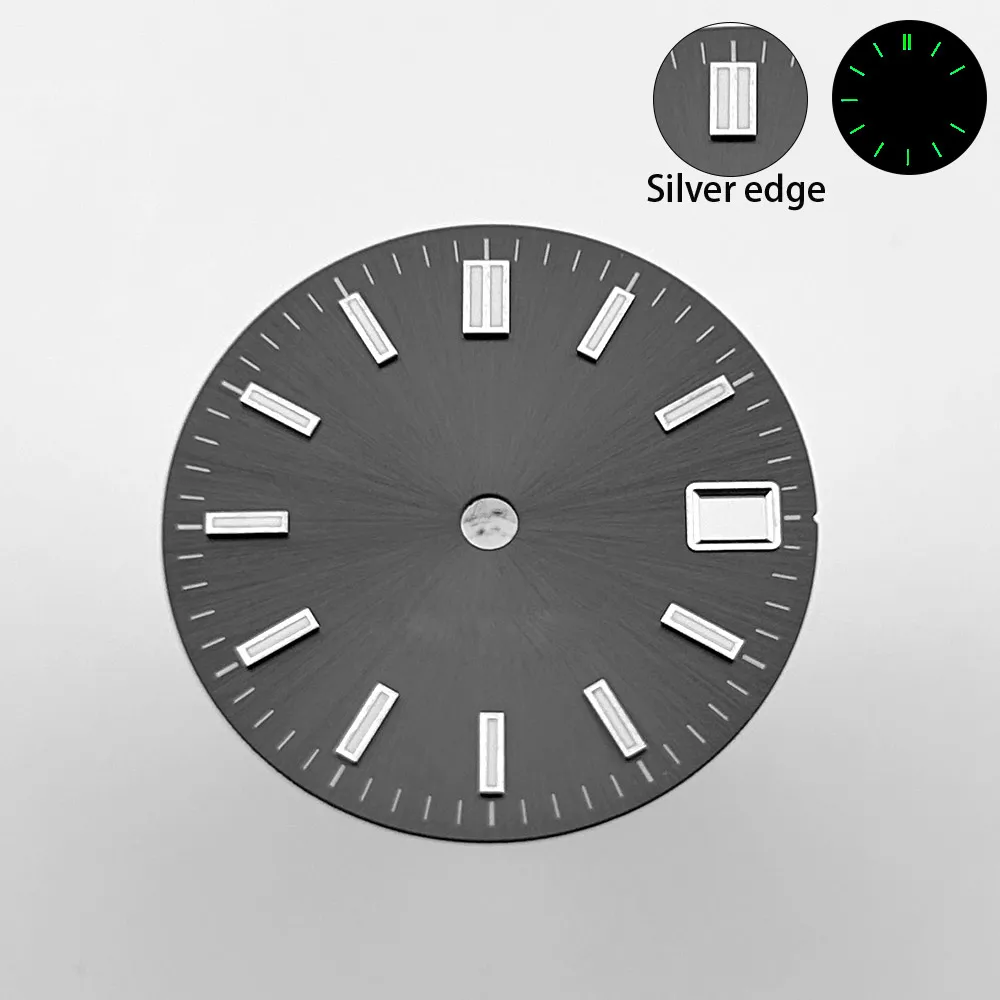 Custom 28.5mm Watch Dial Silver Blue Red Grey Green Sunray Face Single Date Window Watch Repair Parts Replacement Dial Mod Parts