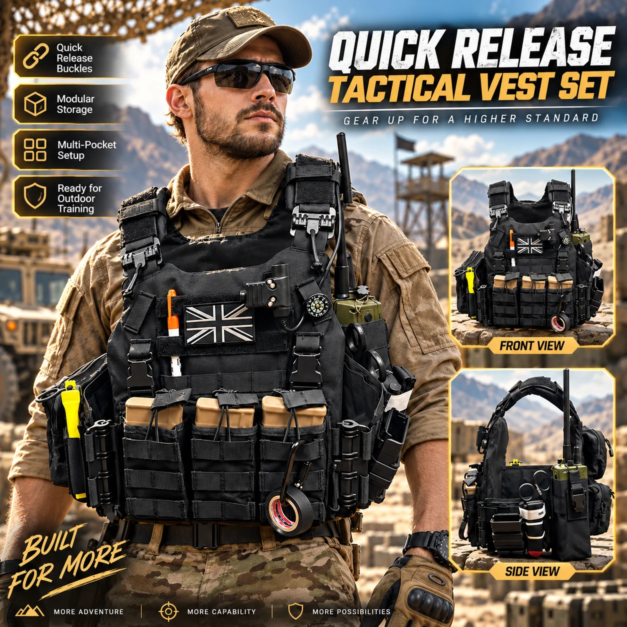 Tactical Combat Vest Quick Release Lightweight Garment MOLLE Modular Pouch System Adjustable Vest for Training Cosplay Equipment