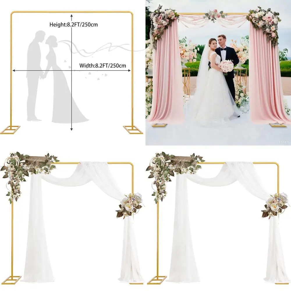 

Sturdy 8.2FT Square Metal Wedding Arch Stand, Adjustable Balloon Decor for Various Celebrations