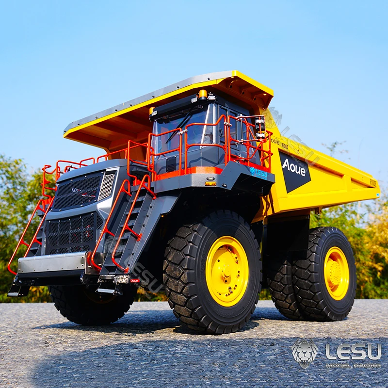 LESU 1/14 4x4 المعادن الهيدروليكية الألغام سيارة التحكم عن بعد قلابة AOUE R100E أضواء عجلات المحرك ل طامية فولفو نماذج من الشاحنات