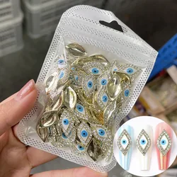 10pcs Devil's Blue Eye Luxury Nail Charms Glitter Rhinestones Evil Eye Metal Alloy Nail Art Decoration Manicure Accessories Tool