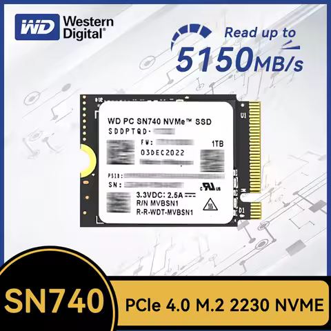 Western Digital WD SN740 2TB 1TB SSD M.2 2230 Gen4 PCIe 4.0 X4 NVMe Solid State Drive for Steam Deck Microsoft Surface ProX