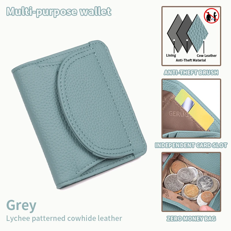 GERUOLA маленький кошелек из натуральной верхней кожи, кошелек для монет, мужской многофункциональный кошелек, деловой подарок, подарок на Хэллоуин/Рождество