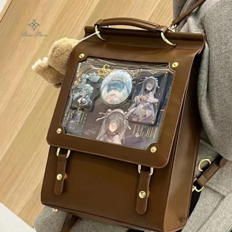 New Retro Large Capacity Backpack Vintage Harajuku Handbag Japanese Preppy Style Book Ita Bag JK Versatile Transparent Tote Bags