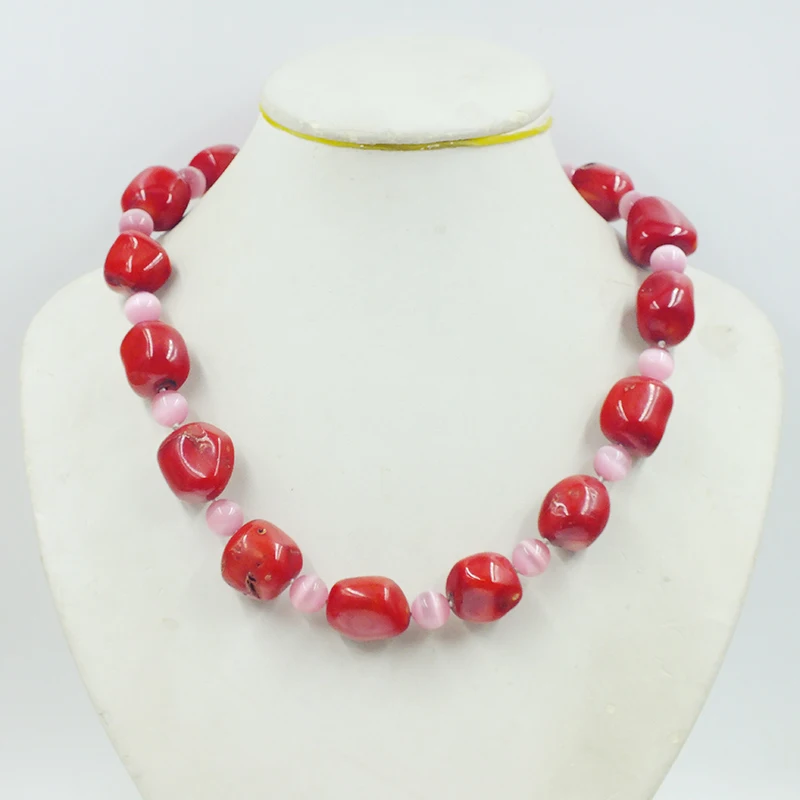 Delicate. pretty 18MM Natural Irregular Coral Necklace. Elegant Women's Classic Jewelry