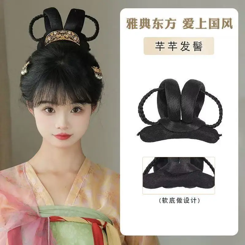 

All-in-One Hanfu Hair Bun - Ancient Chinese Style Pre-Styled Chignon with Built-in Padding Historical Hairstyle Cosplay