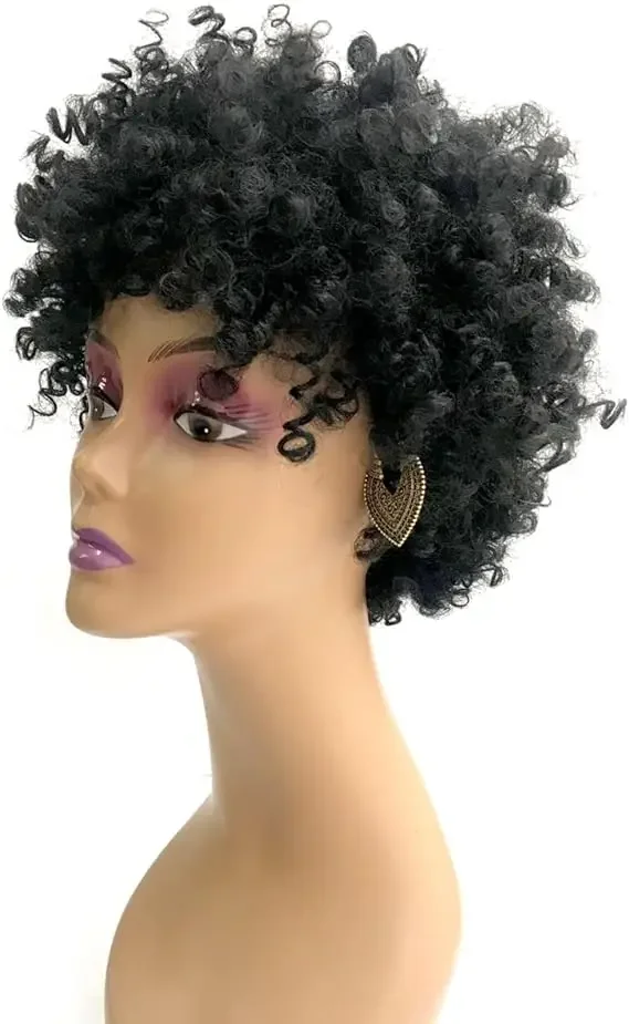 Black Curly Short Hair, African Curly Heat-resistant Fiber Synthetic Wig, Explosive Head Short Hair, Suitable for Black Women