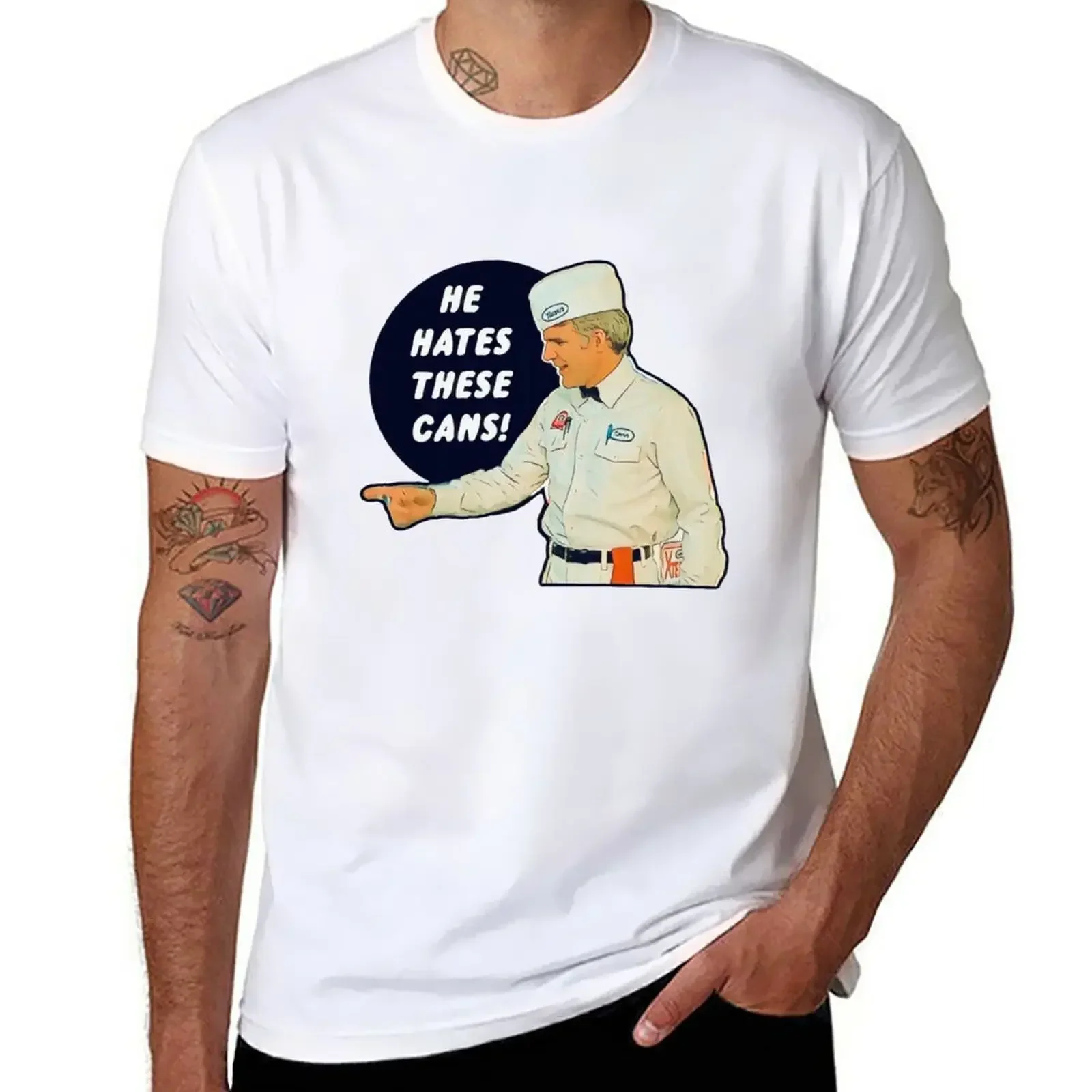 The Jerk - He Hates These Cans T-Shirt cotton graphic tees korean fashion mens white t shirts