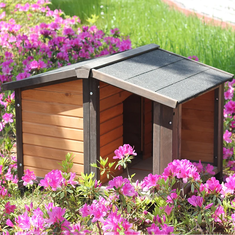 Outdoor Solid Wood Dog Houses Rain Proof Large And Medium-sized Dog Houses Courtyard Villas Sun Protection