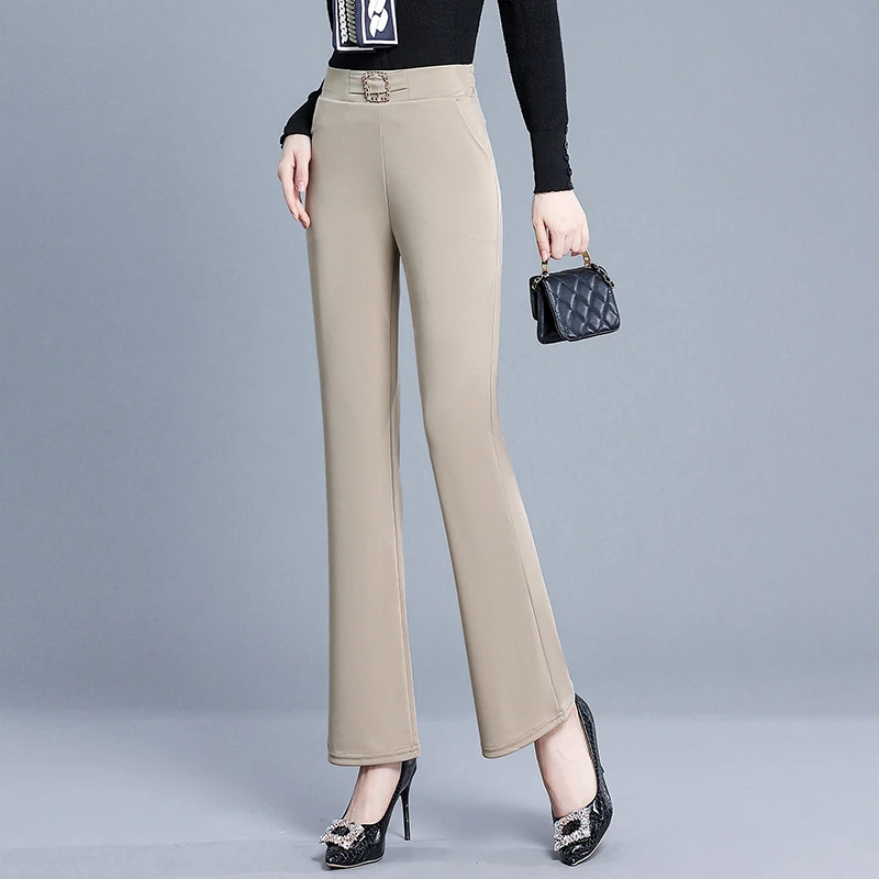 

Женские изысканные брюки с поясом с шипами и бриллиантами, новинка 2025, модные брюки высокого качества, тонкие дышащие весенне-летние брюки больших размеров