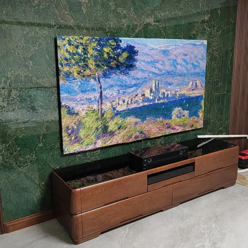 32-75Inch Tv Hood Dustproof Cover Landscape Printing Full Coverage Cloth Thickened Elastic Household Lcd Protect Tv Screen Cover