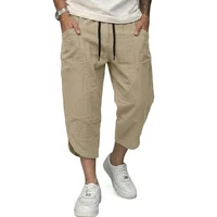 Summer Linen Short Pants Man Lightweight Pants for Men Breathable Baggy Pant Outdoor Men's Cotton Pants Multi-pocket Trousers 3
