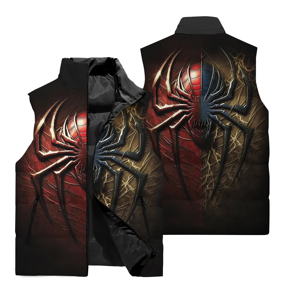 Winter Men\'s Sleeveless Jacket 3D Printed Marvel Spider-Man Pattern Fashion Street Sleeveless Vest Sports and Leisure Men\'s Vest