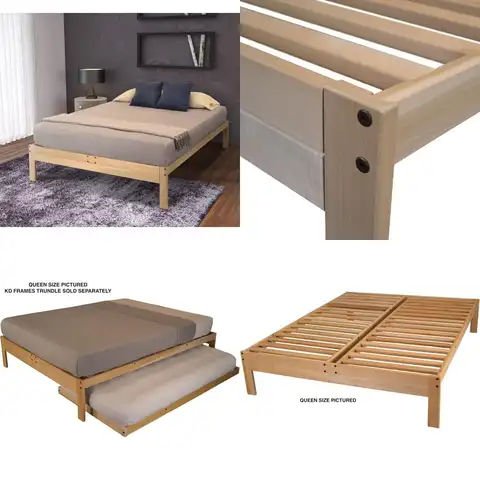 Letto con piattaforma Nomad con struttura Queen-Size KD - Legno non finito - Stile svedese minimalista - Legno naturale - Assemblaggio semplice