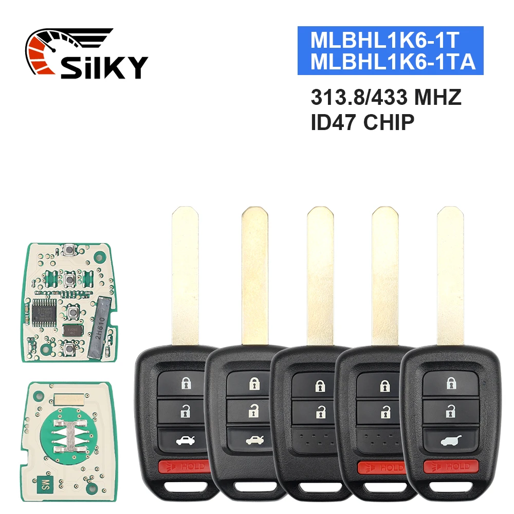 

SilkY 2/3/4 Buttons Car Key Fob ID47 PCF7961Chip Remote Key Fob For Honda 2013-2015 CRV 2013-2017 Accord Civic Fit MLBHLIK6-1T