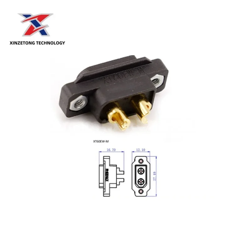 Amass XT60W-M/F/XT60EW-M Genuine Waterproof High Current Plug, Black Gold Plated Injection Molded