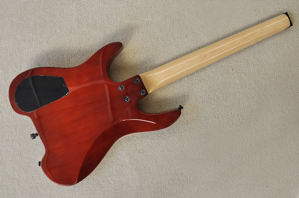 Red Headless Electric Guitar with Abalone Inlay,Rosewood Fretboard,Customized Logo/Color Available